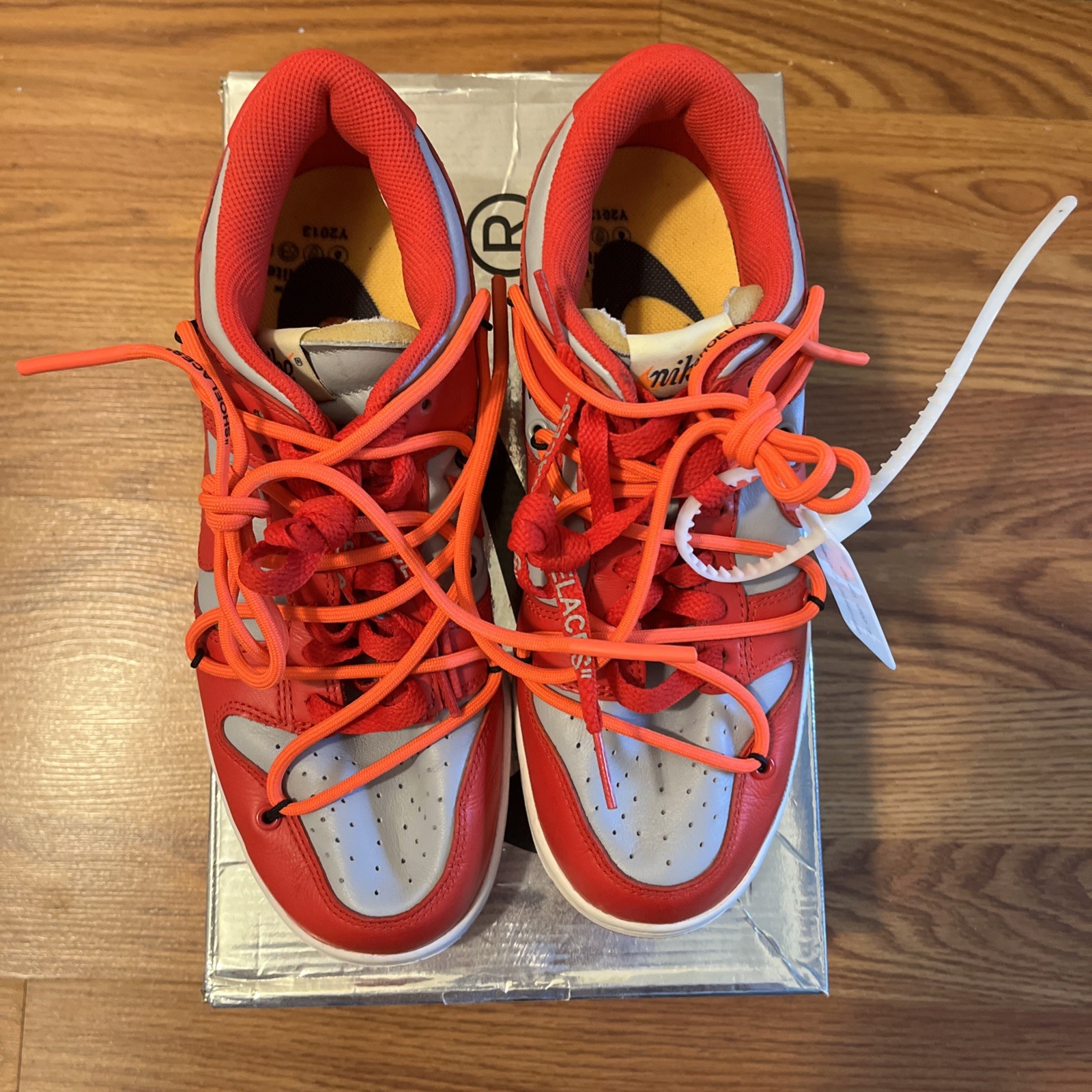 Size 6.5 - Nike Dunk Low x OFF-WHITE University Red 2019 (Replacement laces)