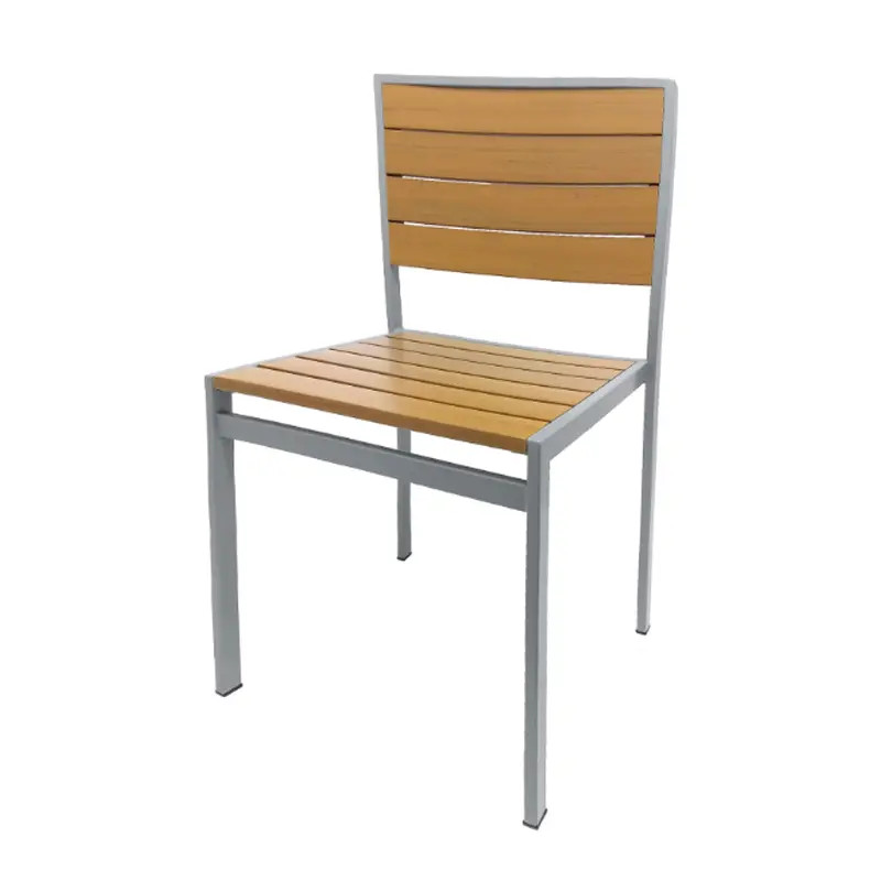 Oak Street Manufacturing Outdoor Metal Frame Chair w/ Synthetic Teak Back & Seat