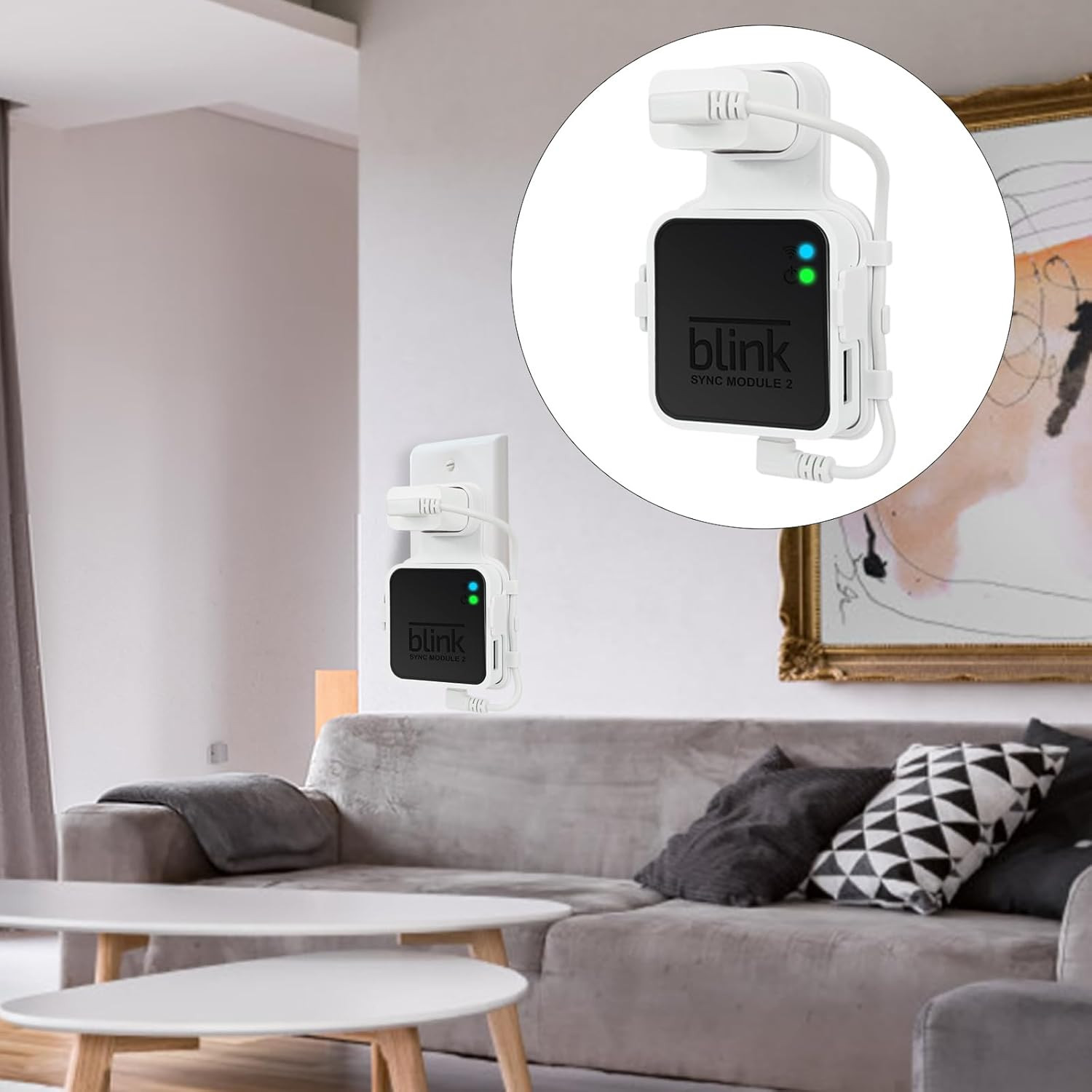 Outlet Wall Mount for Blink Sync Module 2 - Space-Saving Bracket with Short Cabl