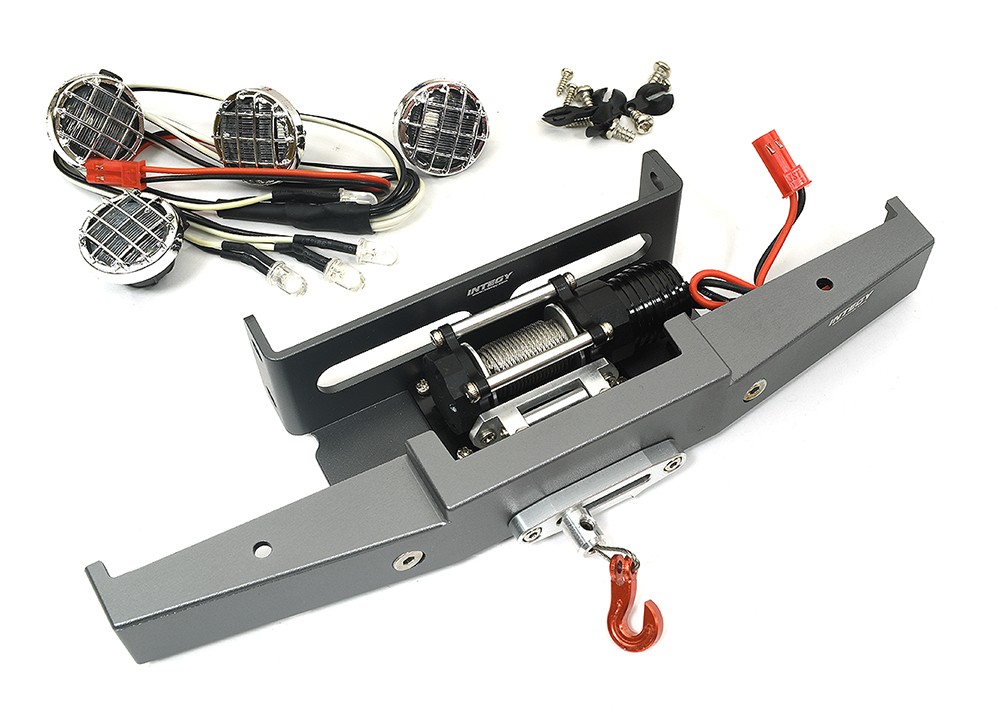 Alloy Machined Bumper w/ Winch & LED Lights for Tamiya Super Clod Buster