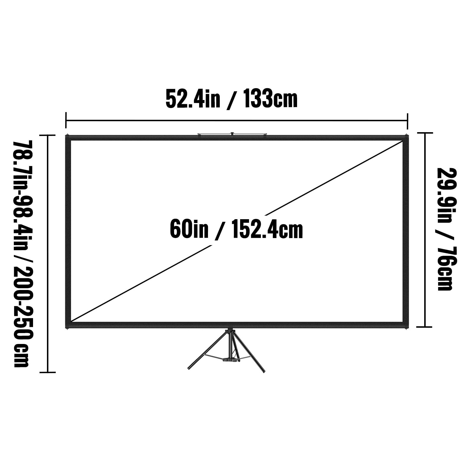 Tripod Projector Screen with Stand 60 inch 16:9 4K HD Projection Screen Stand