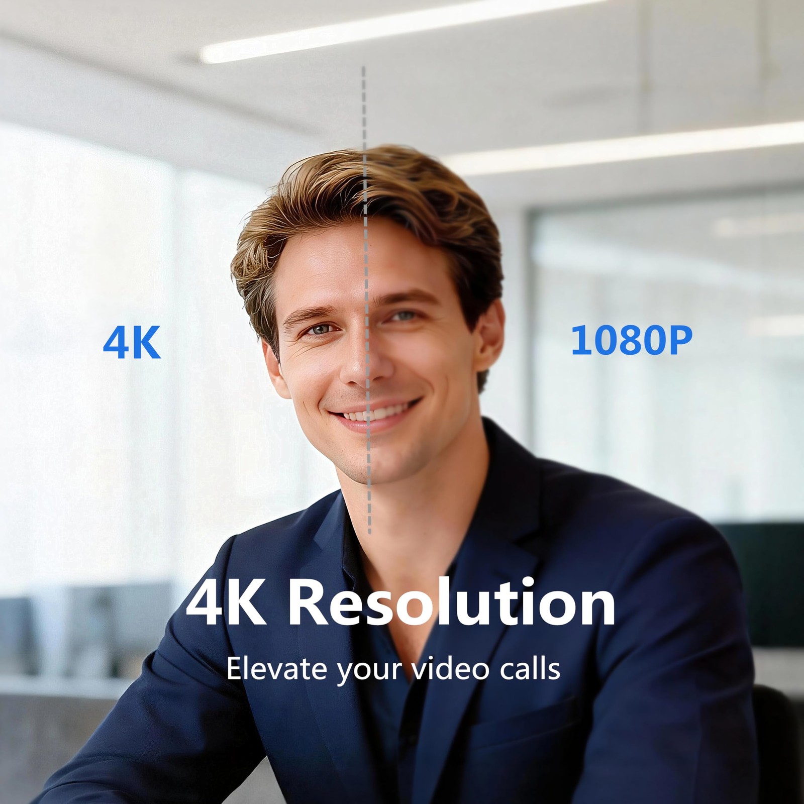 4K Webcam with Tripod, PC Ultra HD Web Camera with Microphone, PDAF Autofocus...