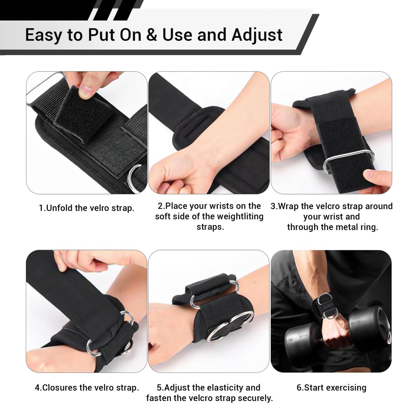 Weight Lifting Straps With Cuffed D Ring, Wrist Support, Heavy Duty Thick Com...