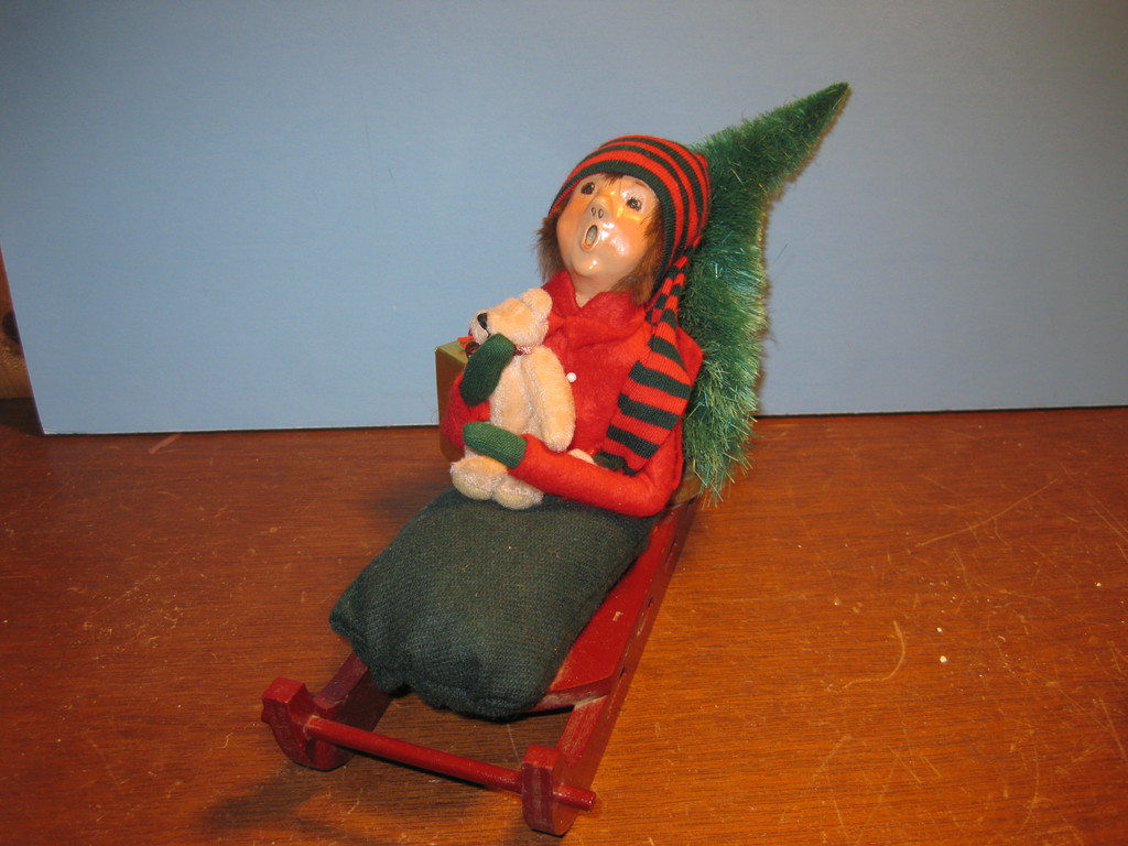 Byers Choice 1987 Boy on Wooden Sled
