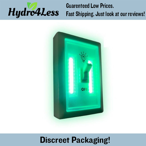 Cordless Green LED Wall Light Switch by GreenBrite Plant Safe Portable Lighting