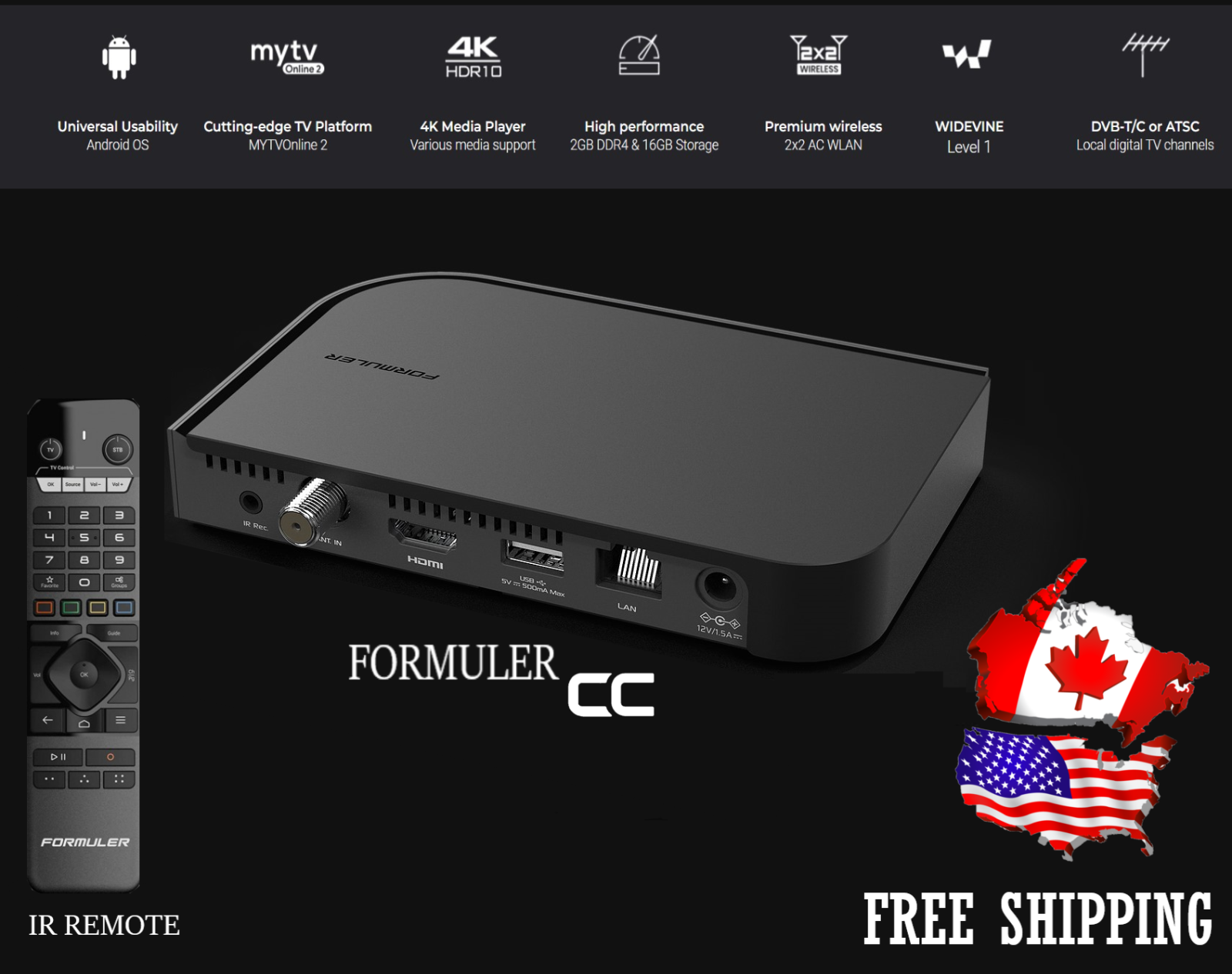 Formuler CC Android-based OTT 4K Streamer - Bonus Indoor Antenna