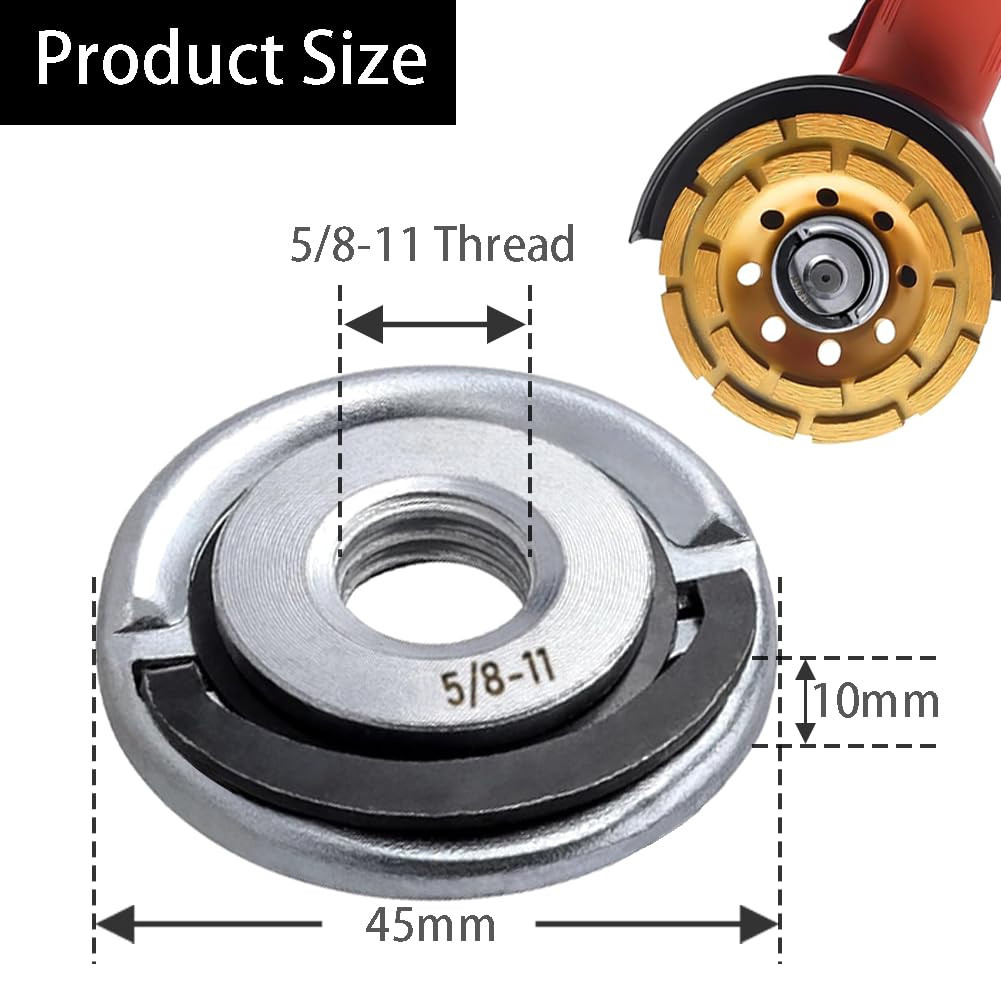 2Pcs Angle Grinder Flange Nuts with 5/8-11 Inch Thread, Quick Change Grinder Fla
