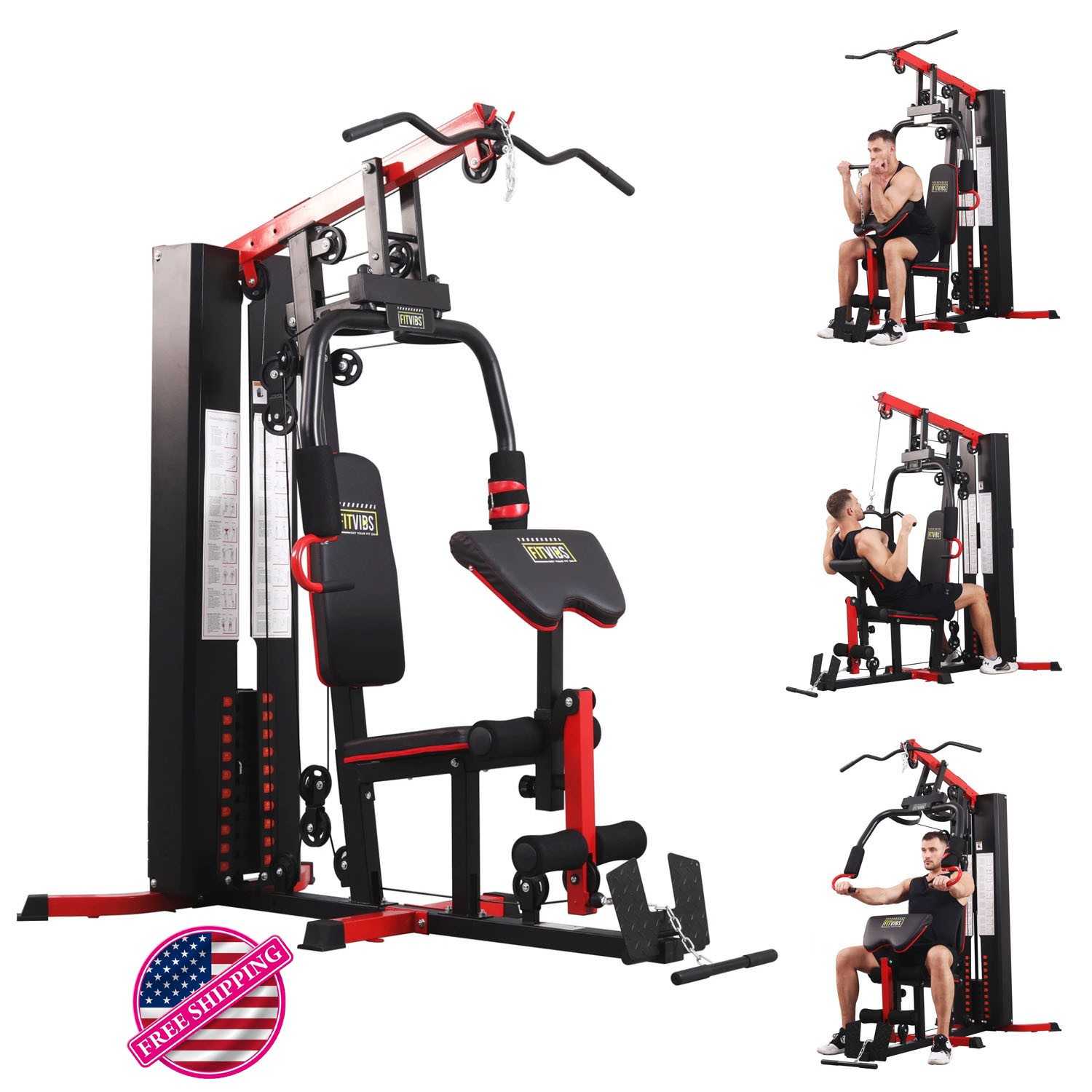 GYM Multifunctional Home System Full Body Workout Station 122.5lb Weight Workout
