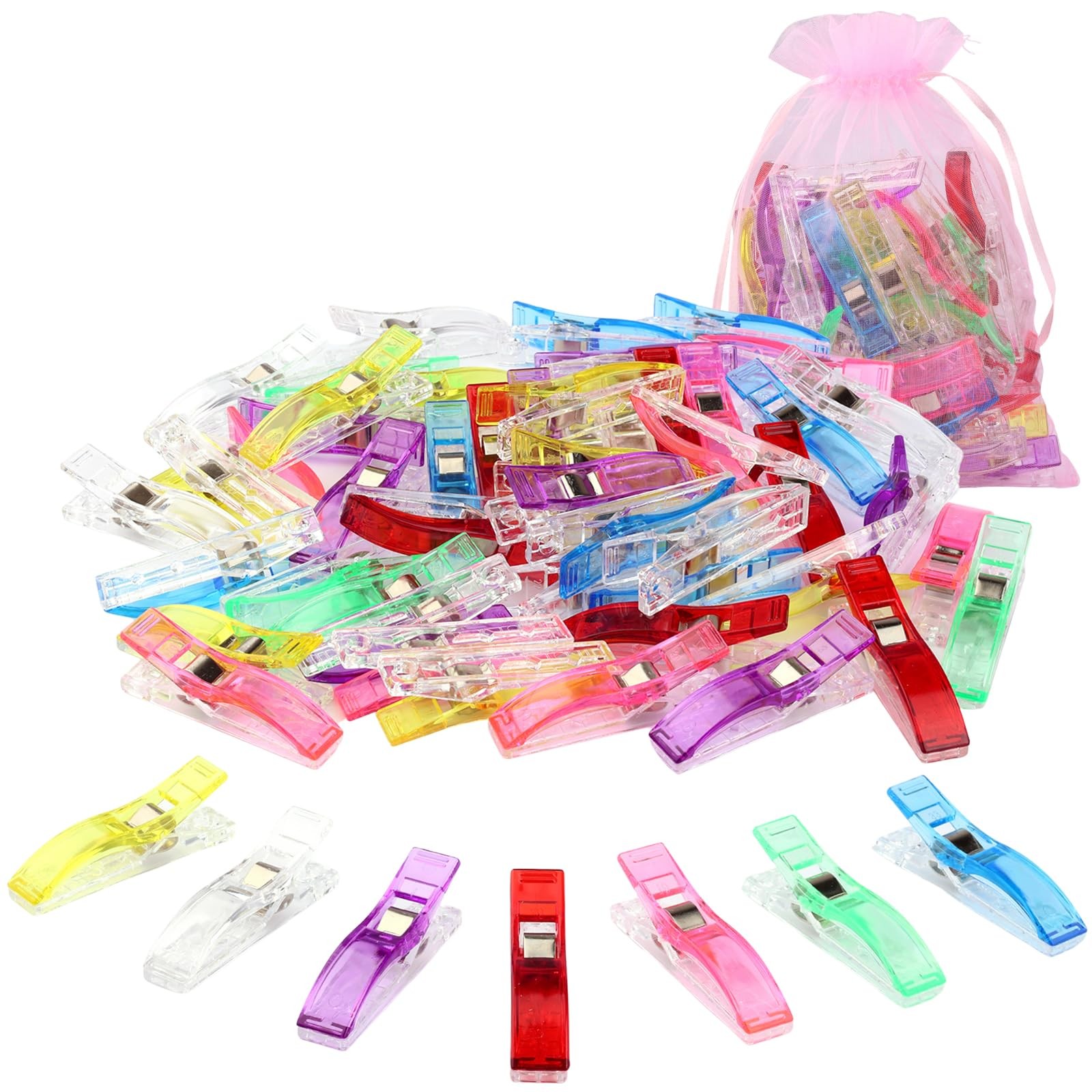 CampTek Large Sewing Clips, Pack of 50 Jumbo Wonder Seeing Large, Multicolor