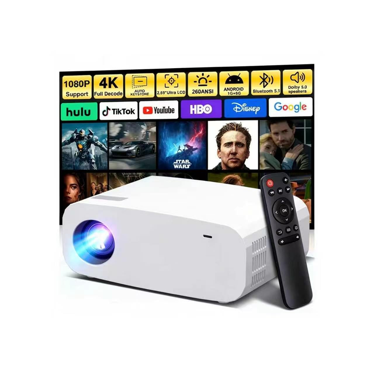 Projector, Mini Projector with WiFi and Bluetooth, Built-in Apps, Auto Focus ...