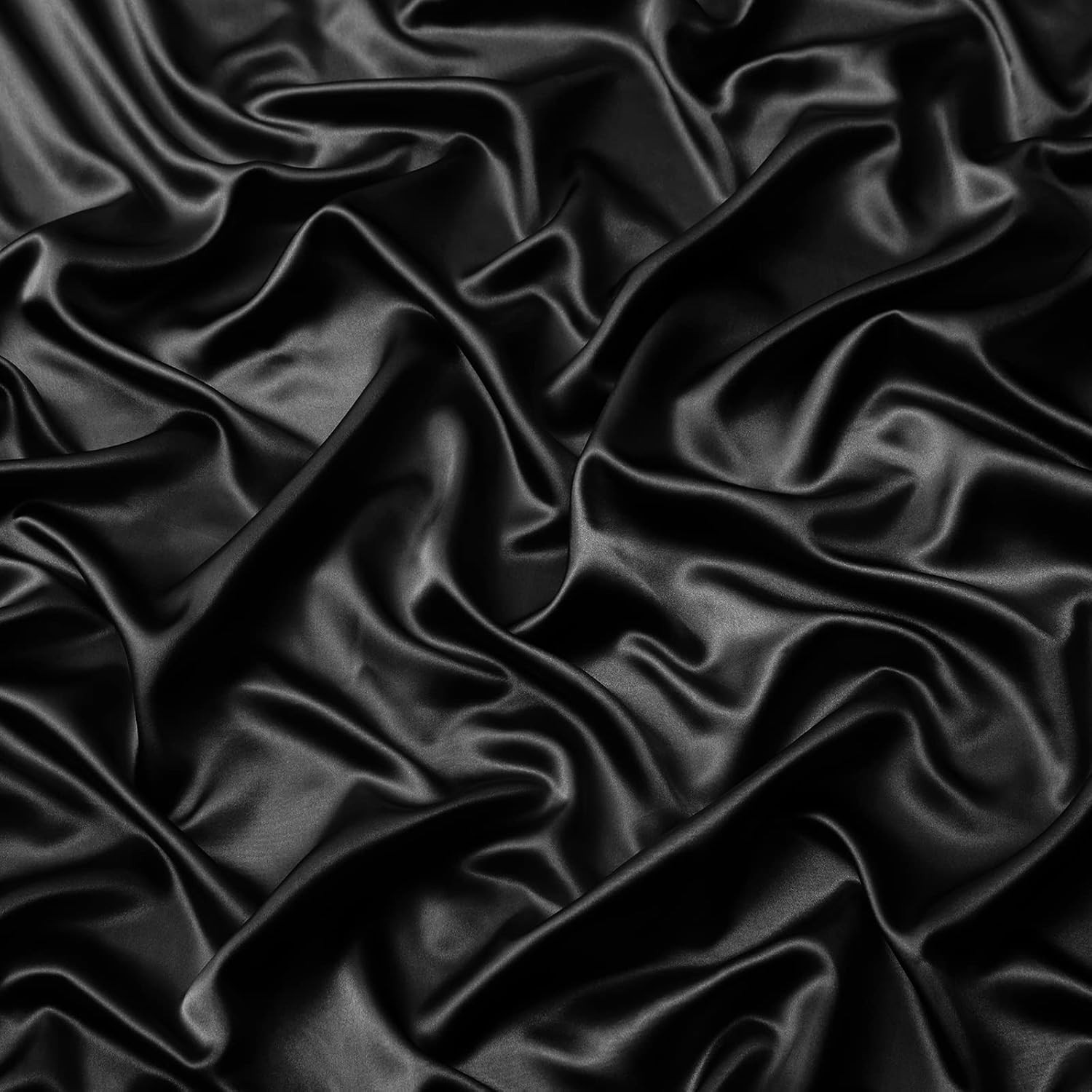 3Pcs Extra Deep Pocket Satin Fitted Sheet Set Queen Bed Set, Black Bottom Sheet