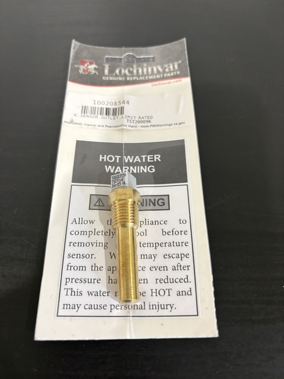 Lochinvar Boiler Hi-Limit Outlet Sensor, Part Number 100208544, Brand New