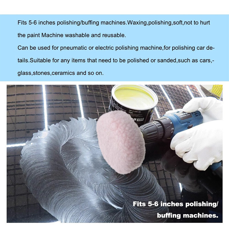 Soft Wool Buffing Polishing Waxing Pads Hook & Loop Discs for Car Auto 5-6" Inch