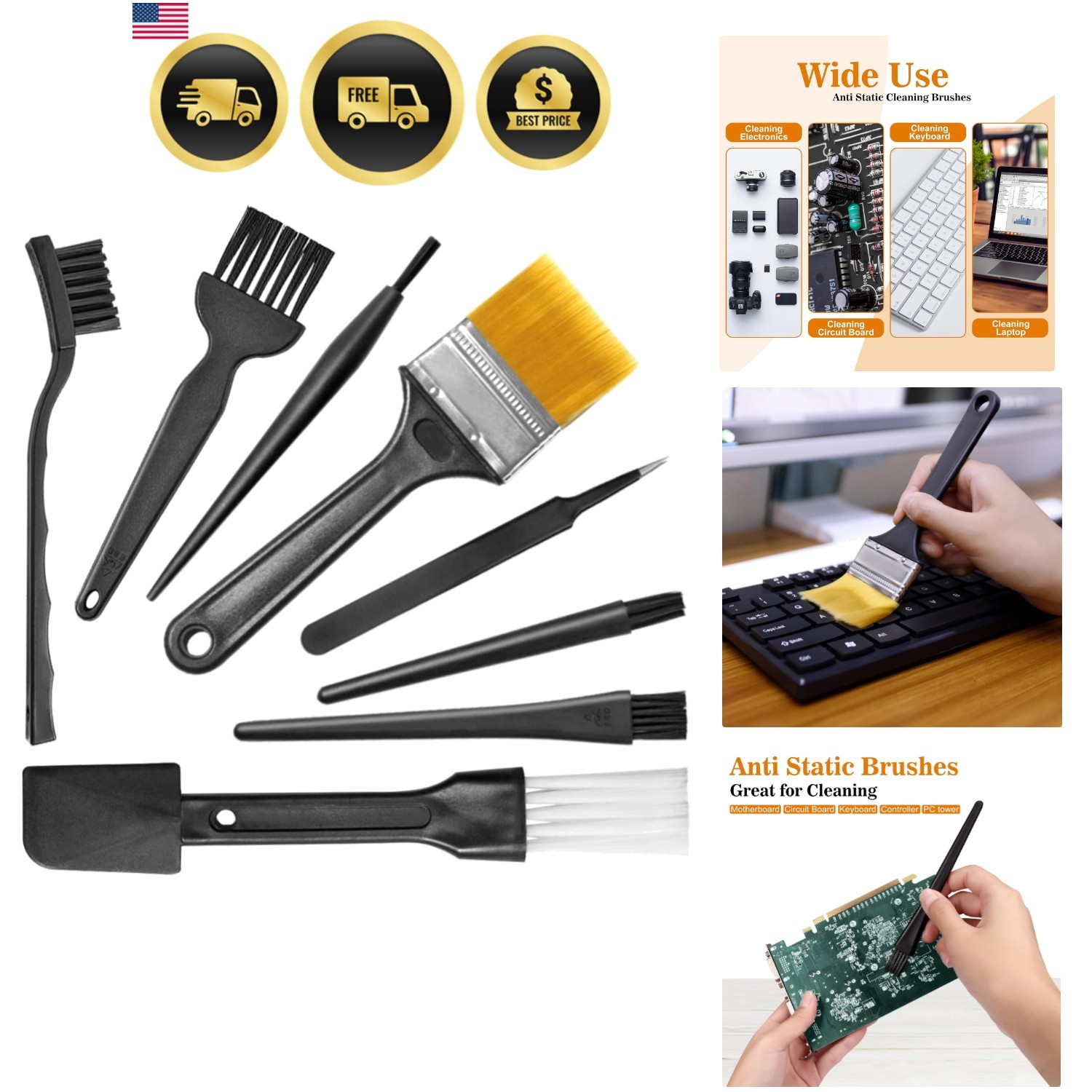 Small Portable Nylon Anti Static Brushes Electronics Computer Keyboard Laptop...