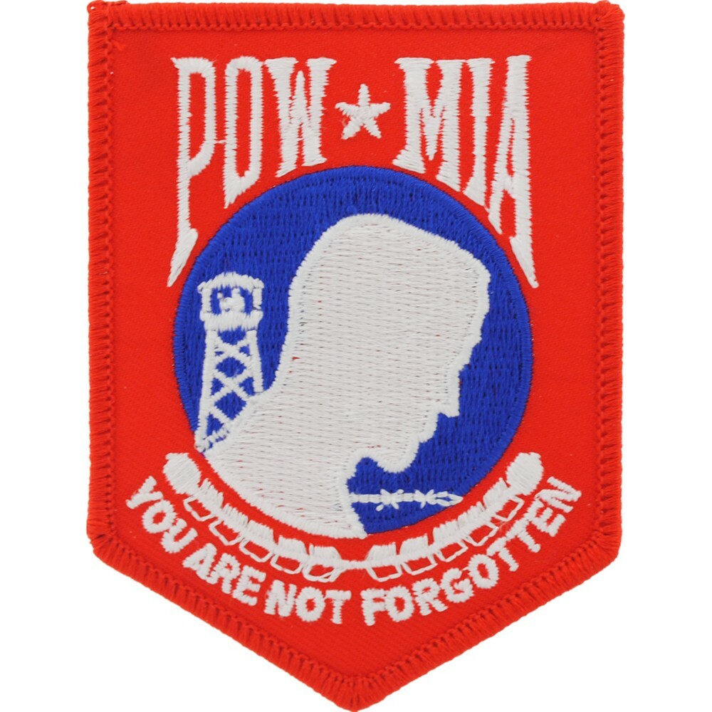 POW*MIA (RED/WHT/BLU) Embroidered Shoulder Patch 3-1/2" (0117)