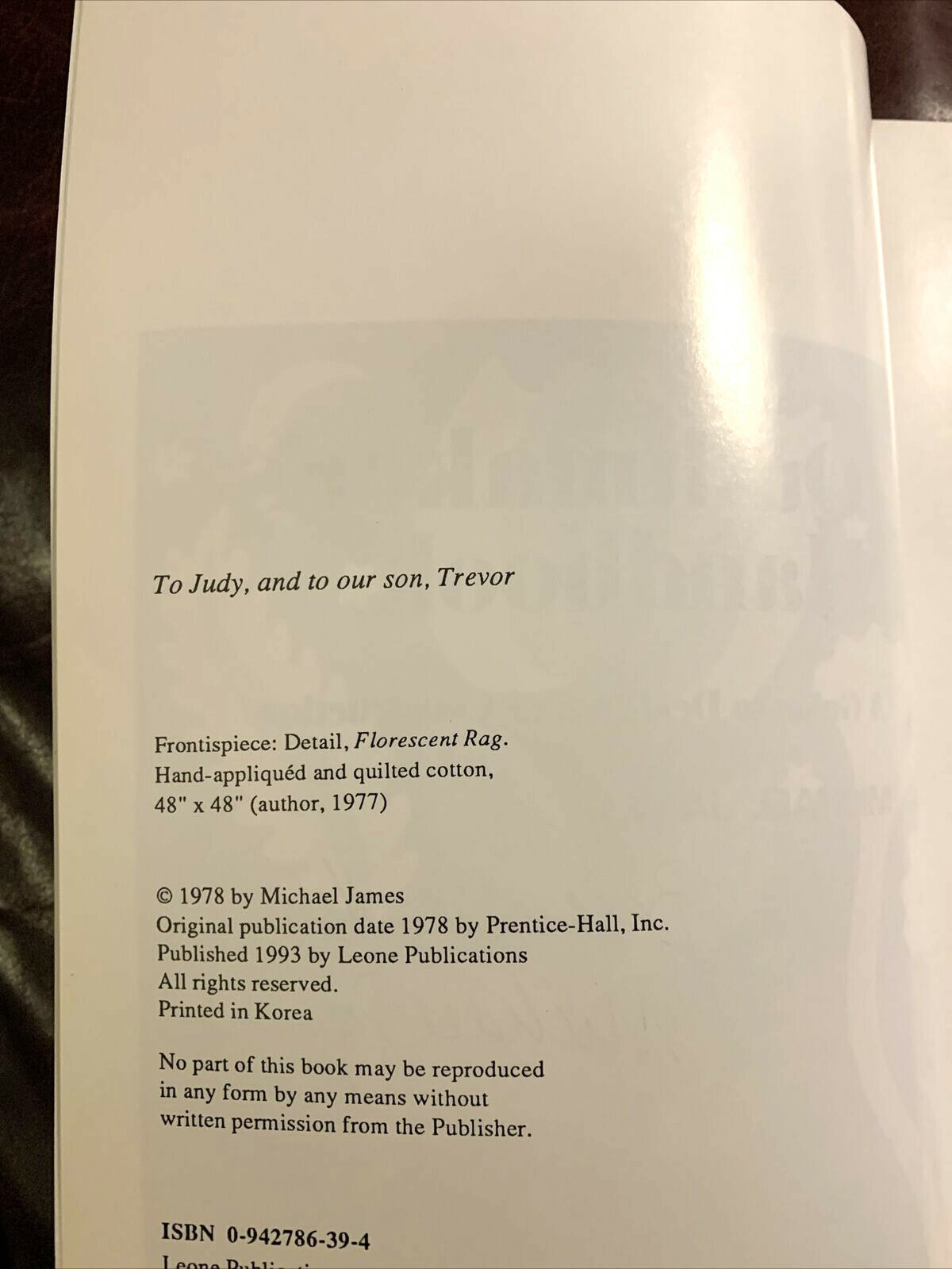 THE QUILTMAKER’S HANDBOOK: A Guide To Design And Construction- Michael James