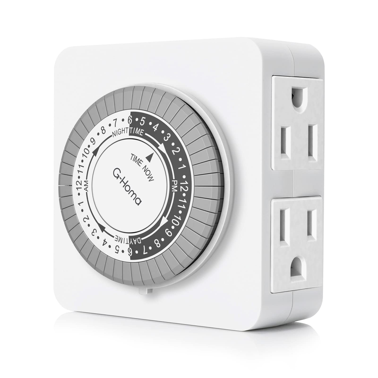 G-Homa 24-Hour Mechanical Timer Outlet with 2 Grounded Outlets - For White