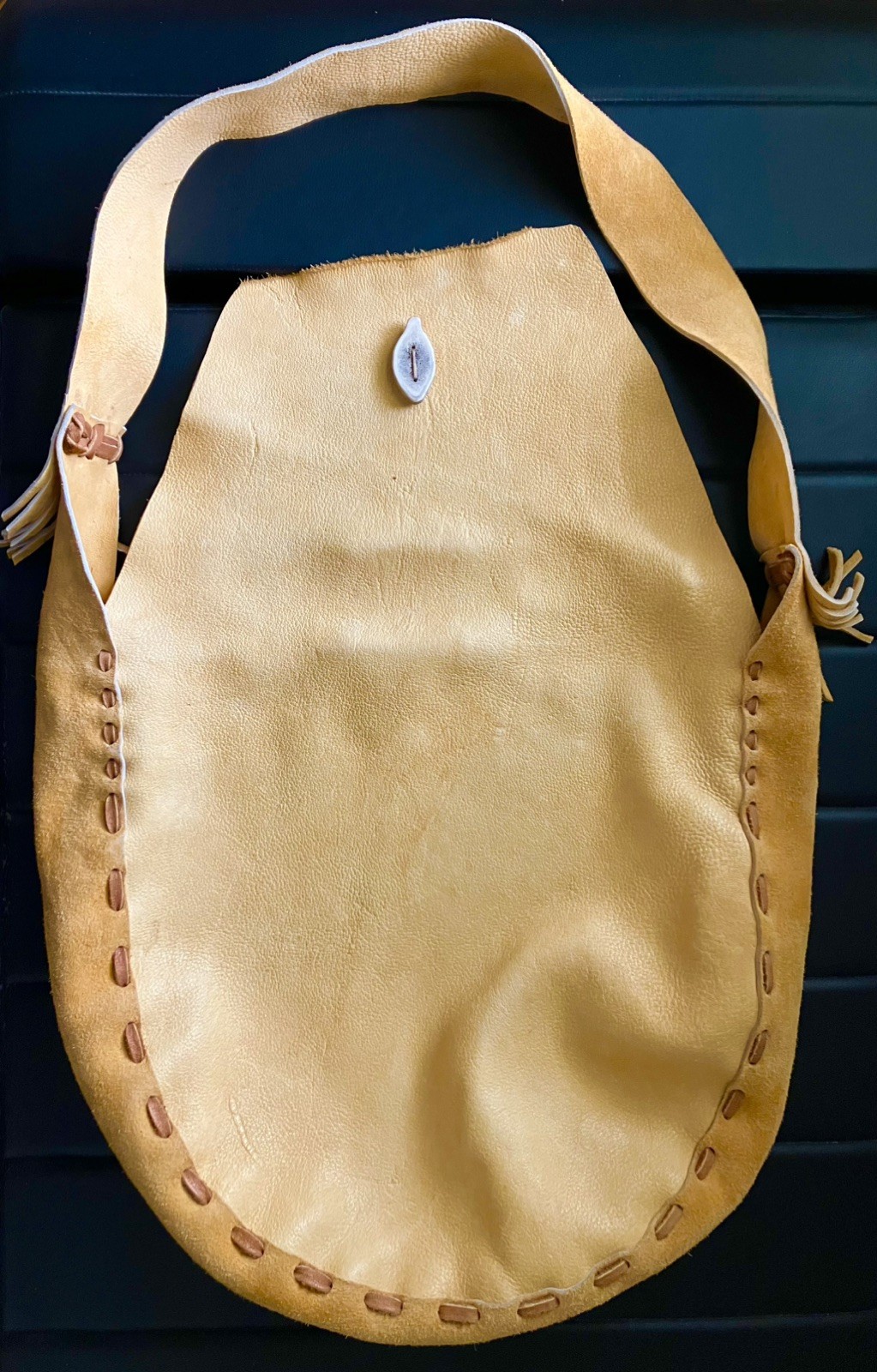 Elk-Skin Hand-Held Drum & Leather Carrying Bag