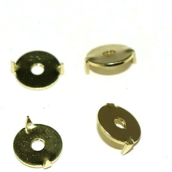 US collar or hat insignia no spin brass washer w teeth 10mm = 3/8" lot of 4 E262