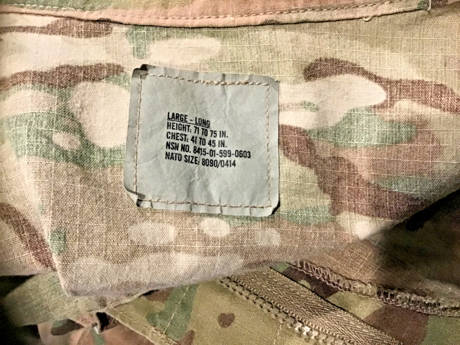 U.S. Army NATO Camo Jacket Size Large Multi Pockets Full Zip Authentic 8090-0414