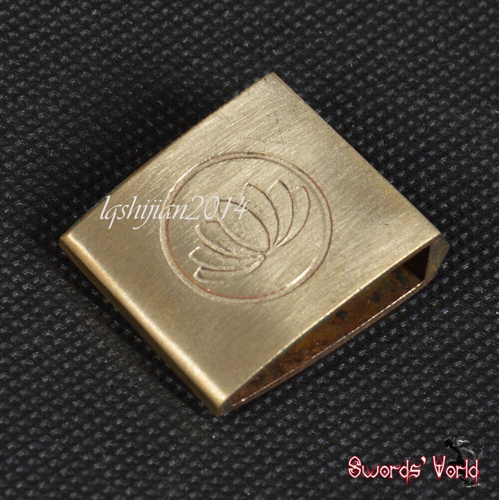 Lotus Engraved Brass Habaki Collar Clip For Japanese Sword Katana Maintenance