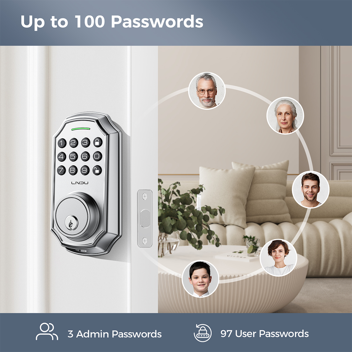 ARPHA Smart Front Door Lock Set 100Code Electronic Keypad Deadbolt Keyless Entry