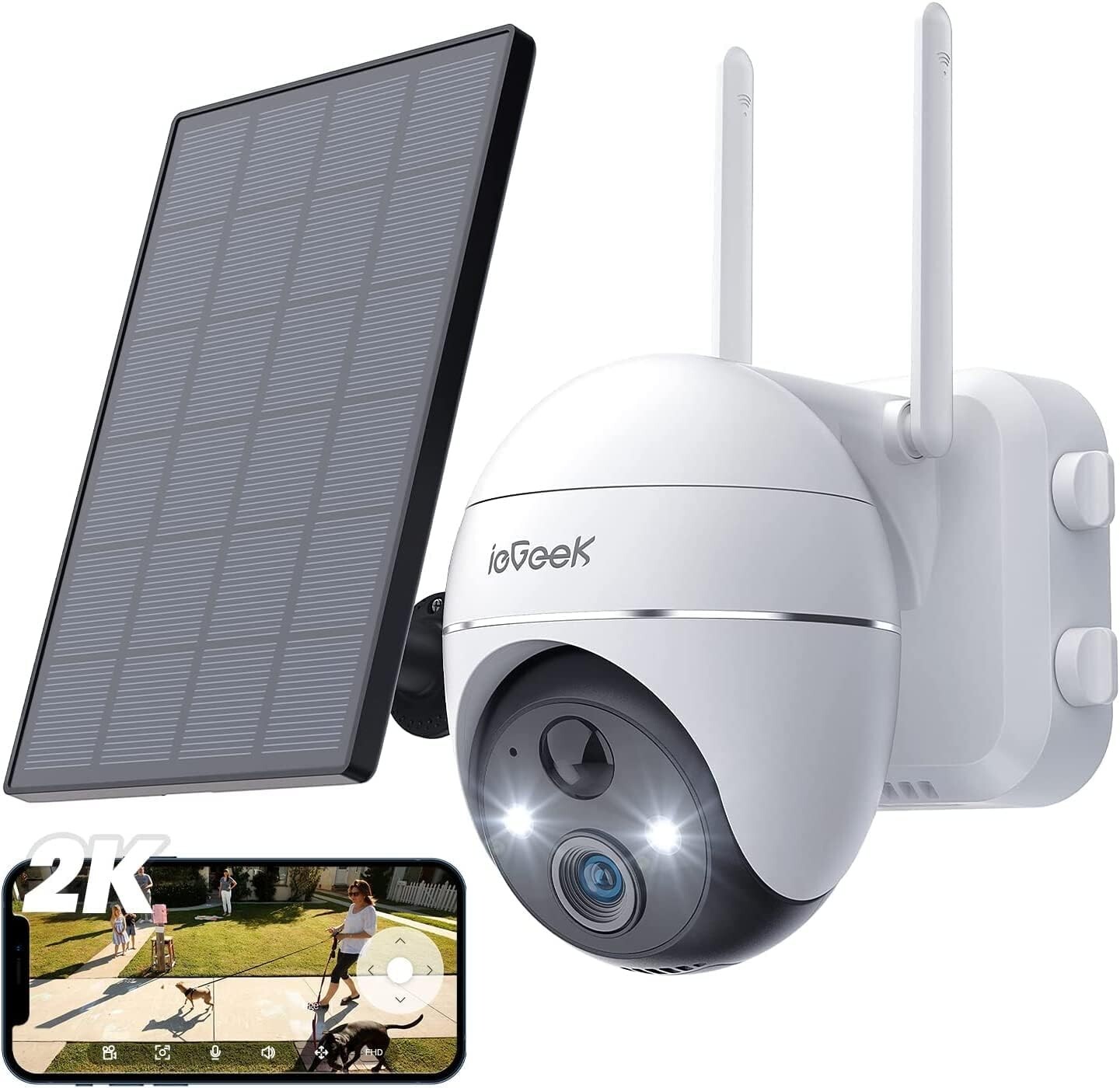 ieGeek Outdoor 2K Security Camera 360° PTZ Wireless WiFi Home CCTV IR System