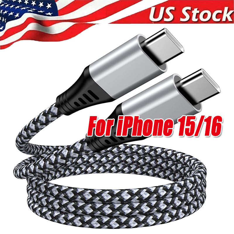 60W USB-C to USB-C Cable Fast Charger lot PD Nylon Cord iPhone 16 15 Pro Samsung