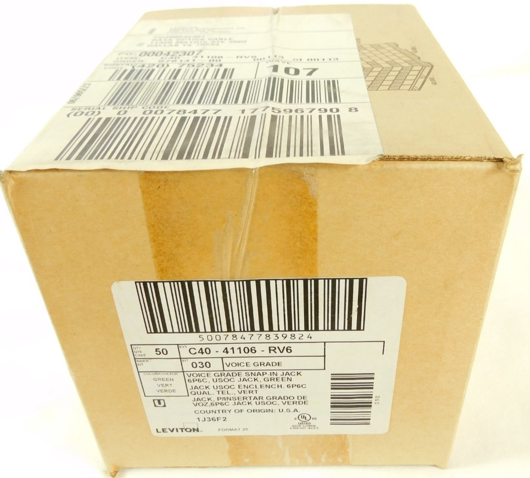 Voice Grade QuickPort USOC Connector, 6P6C - Green - 41106-RV6 - NEW BOX OF 50