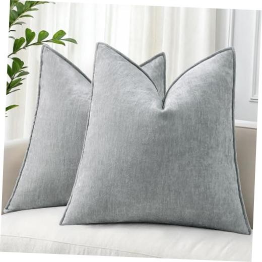 Fall Couch Euro Sham Throw Pillow Covers 22" x 22" (Pack of 2) Ultimate Gray