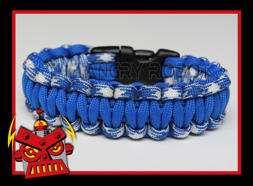 550 Paracord Survival Bracelet Cobra - Blue Combo & Royal Blue