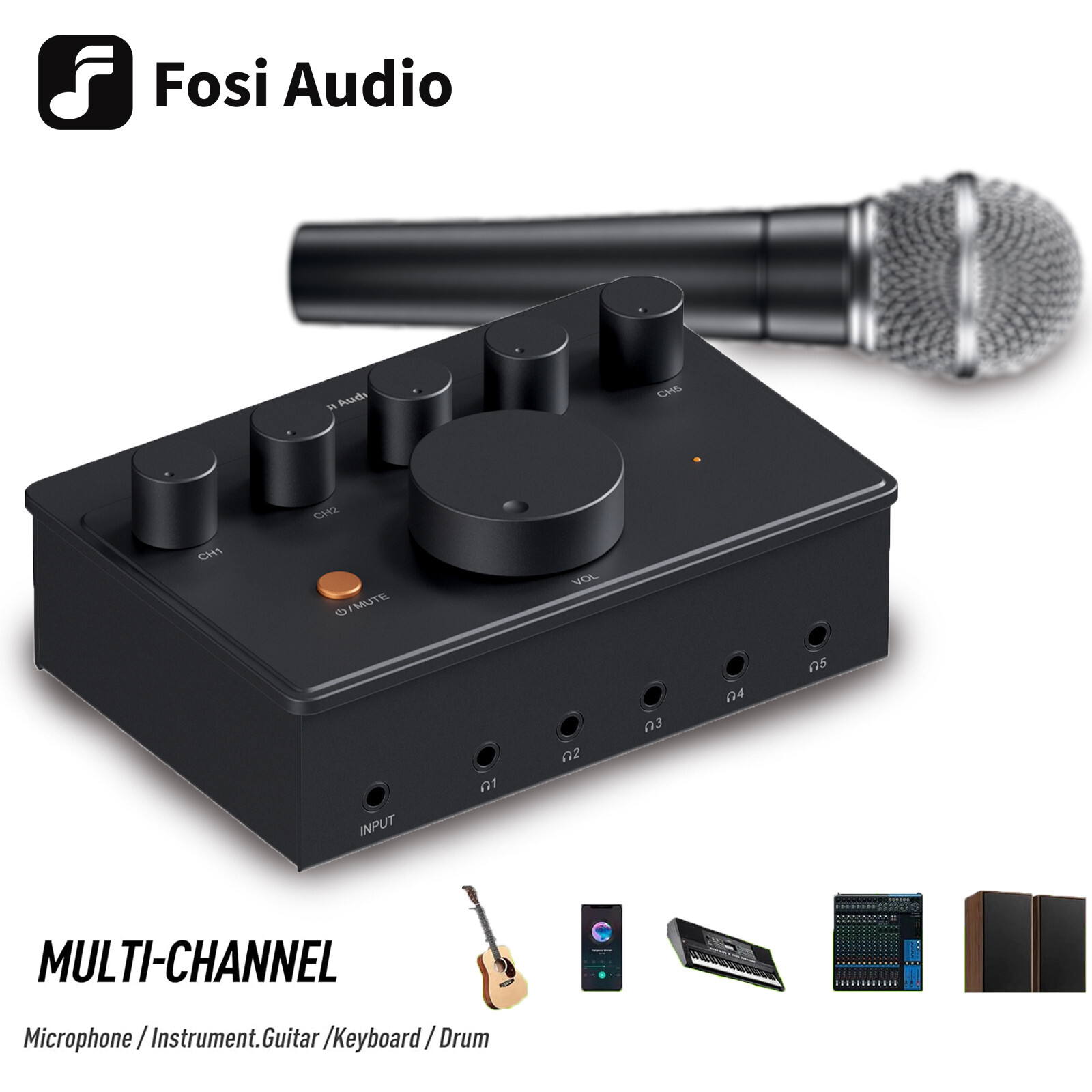 Mini PH05 5-Way Distribution Headphone Amplifier Amp Separate control for Band