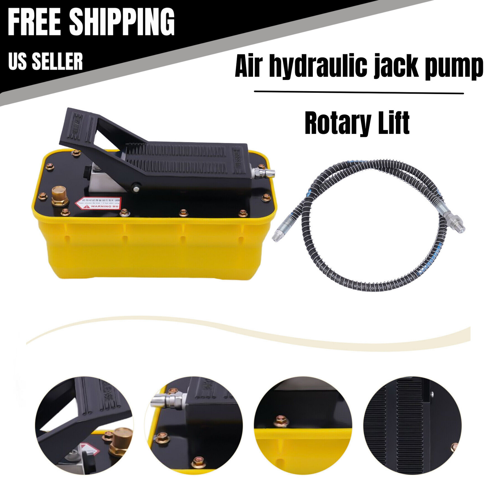 Auto Body Shop Air Hydraulic Foot Pump 2.3L 10000 PSI Pedal High Pressure