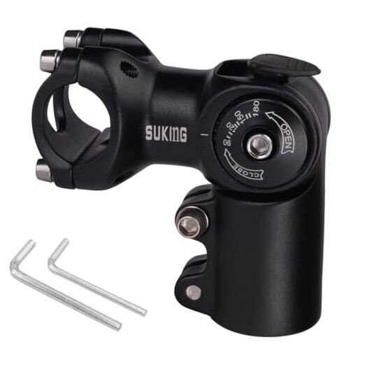 Adjustable Bike Stem 25.4 31.8 Handlebar Adjustable 0-90 31.8 x 60mm Black
