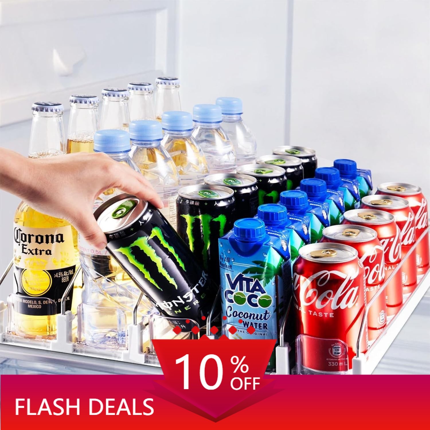 Drink Organizer for Fridge, Soda Can Dispenser for Refrigerator,  5 Row