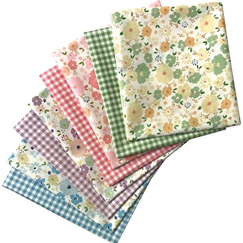 8 Pieces 18" x 22" (46cm x 56cm) Cotton 100% Floral Printed Sewing Supplies