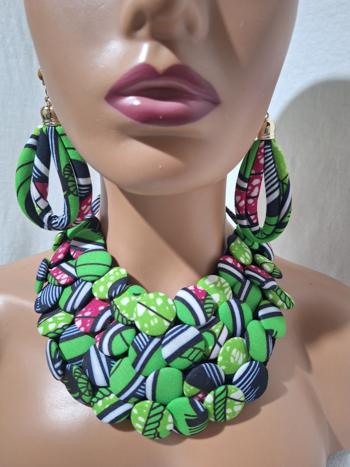 African Wax Print Necklace Set
