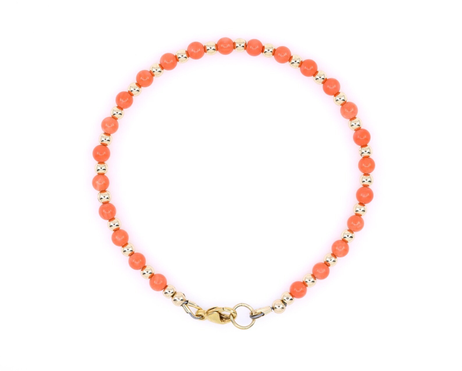 Salmon Pink Coral Bracelet | Gold Filled | 4mm Coral | Minimal Jewelry Gift
