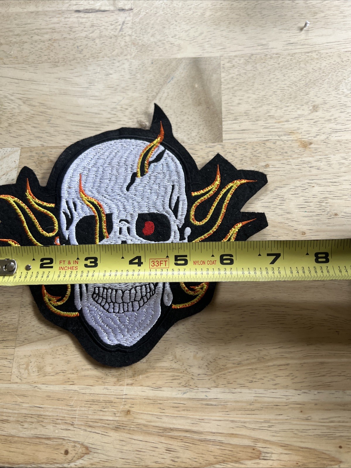 7.5" Flaming Skull Motorcycle Patch New