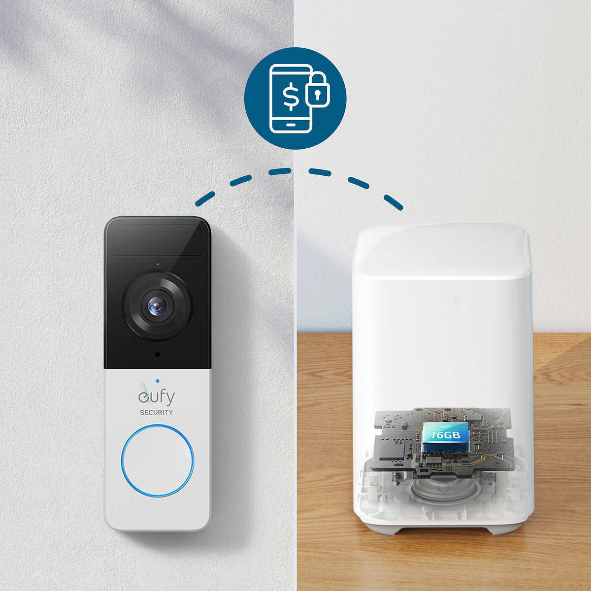 eufy Smart Wireless WiFi Doorbell Security Cam 2K (120 day Battery) Intercom 2E