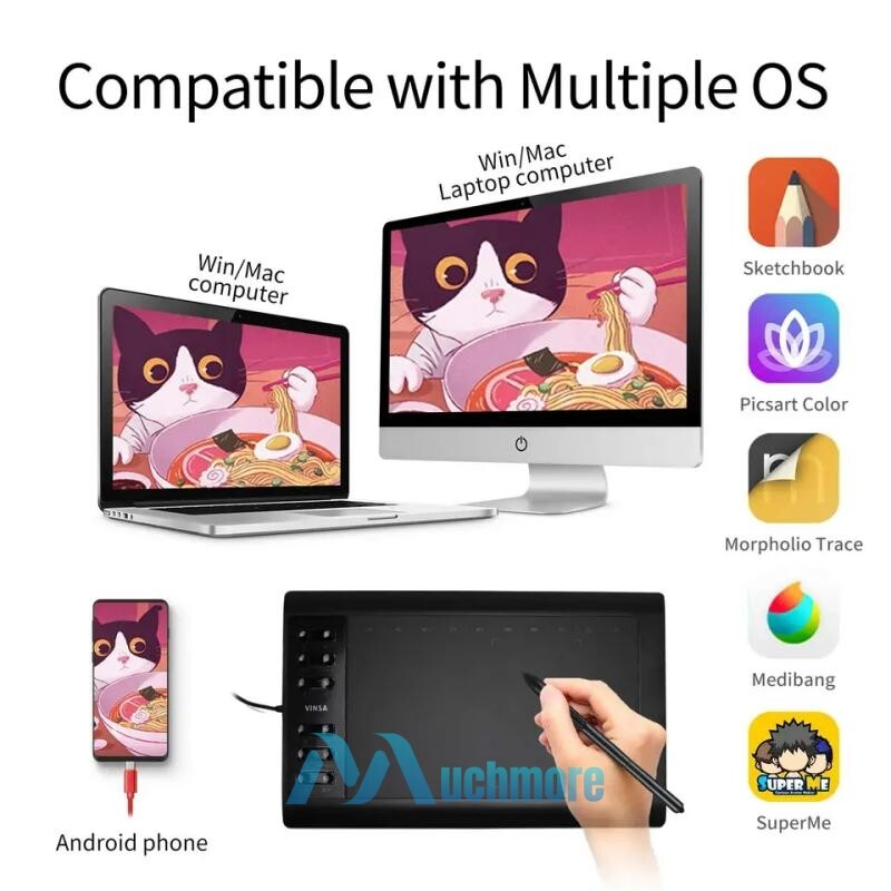 Graphics Drawing Tablet HD Screen+Digital Pen Kit Quick Reading Pressure Sensing