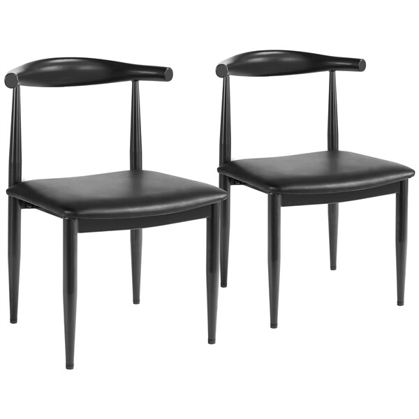 Dining Chairs Armless w/Backrest Modern Kitchen Chairs Metal Fabric Leather Seat