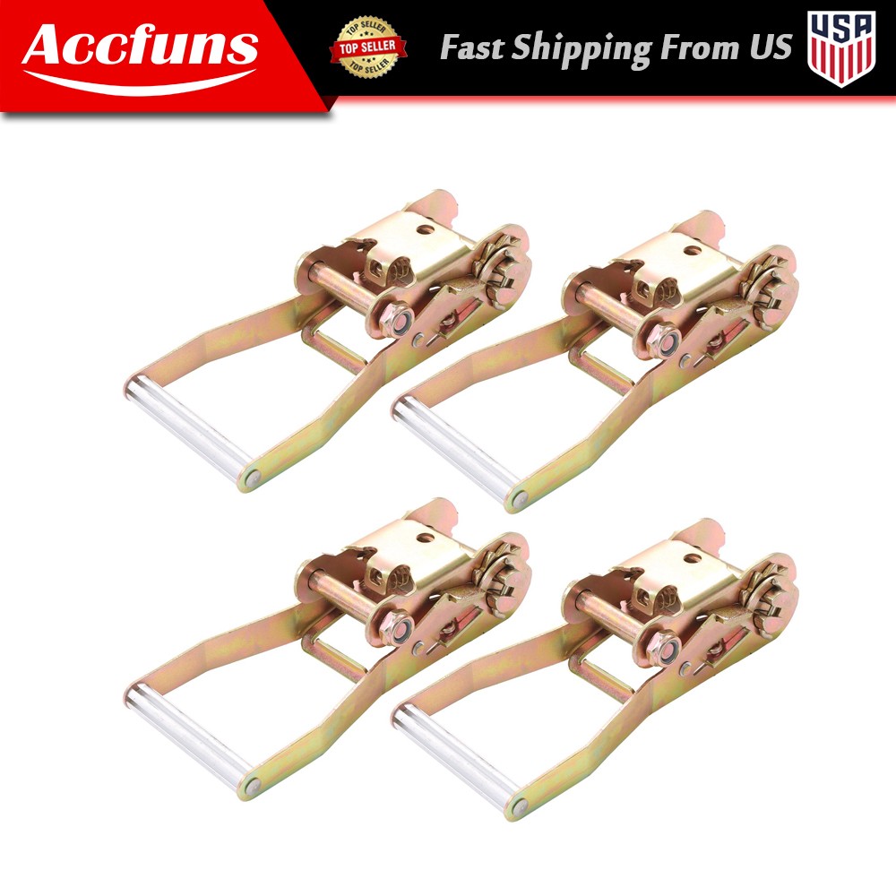 4 Pcs 3333lbs Work Load 2" Handle Ratchet with Buckle for Ratchet Strap Tie Down