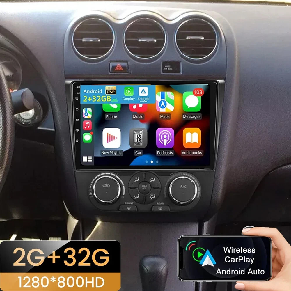 For 2008-2012 Nissan Altima Apple CarPlay Car Radio Android 14 GPS Stereo 2+32GB