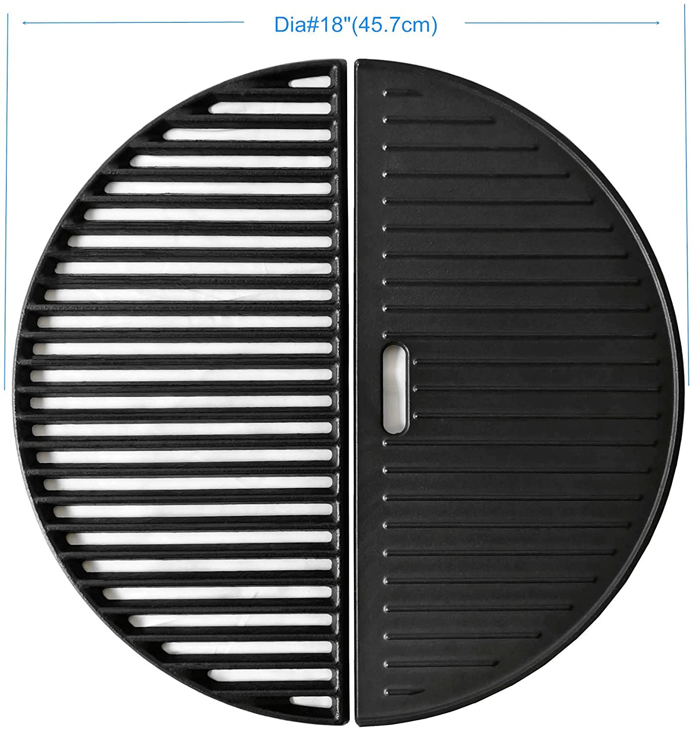 Half Moon Cooking Grate 18" and Griddle for Kamado Joe Big Green Egg Ceramic 2pc