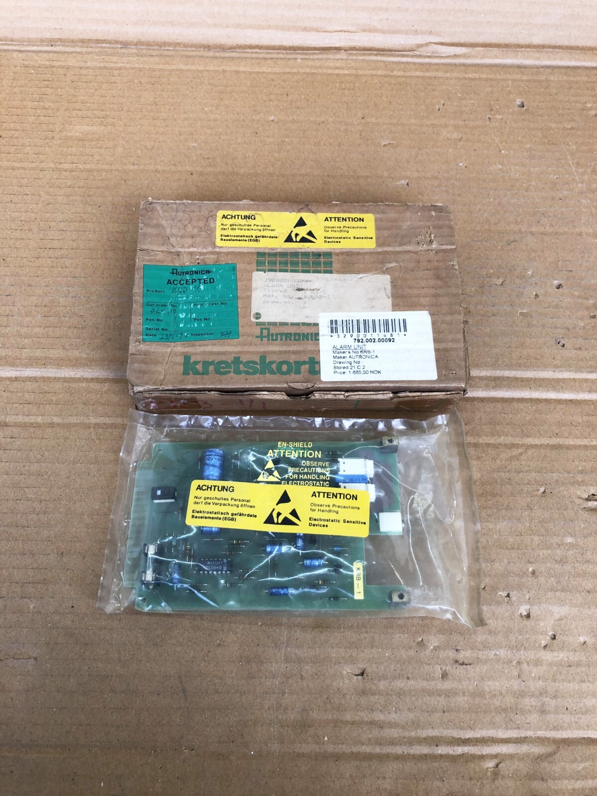 AUTRONICA KRB-1 ALARM UNIT CARD KRB1 7920200092