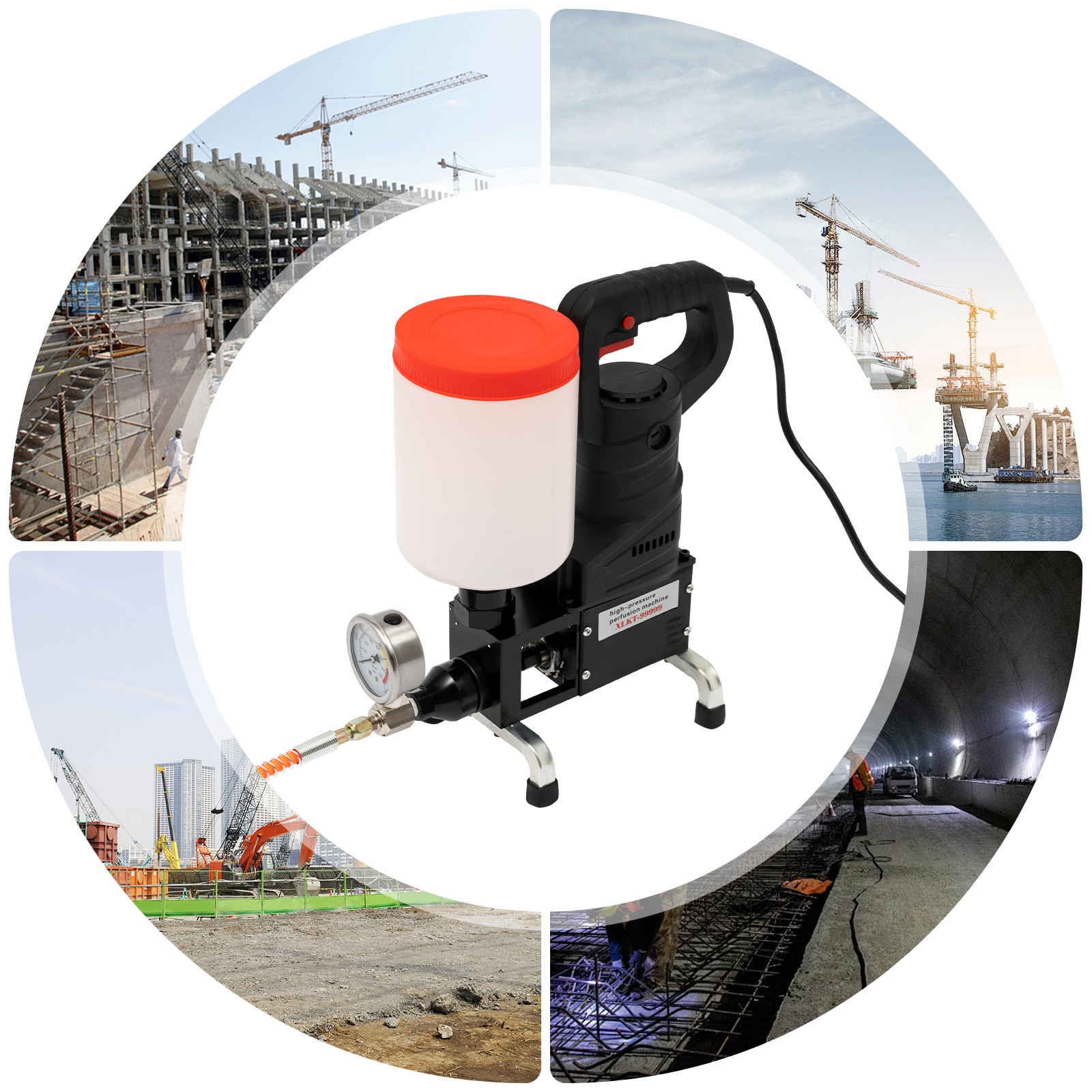 0-10000PSI Electric Grouting Machine High Pressure Grouting Injection Pump 1100W
