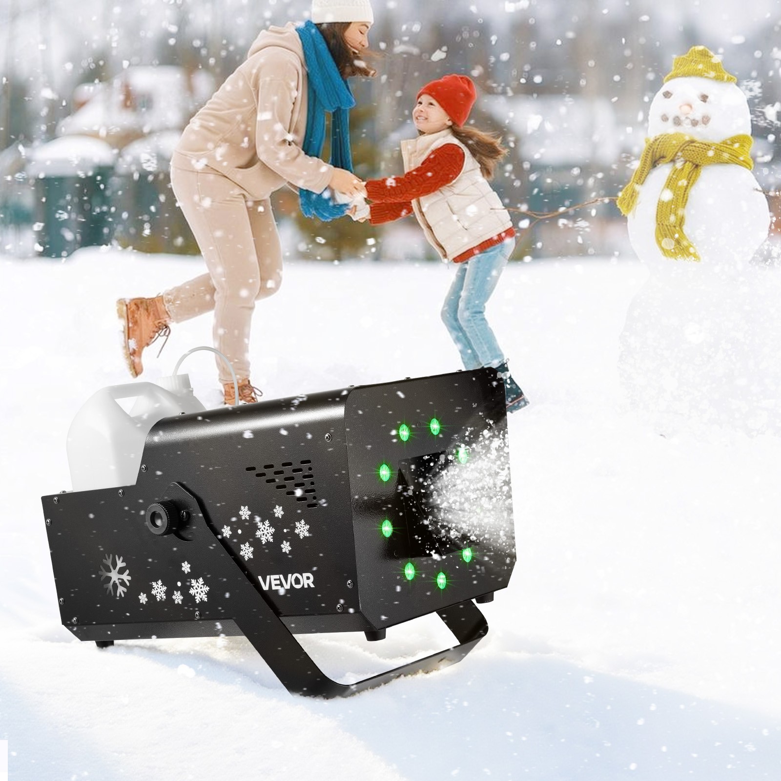 VEVOR 1500W Snow Machine with LED Light Handheld Hanging Remote & DMX512 Control