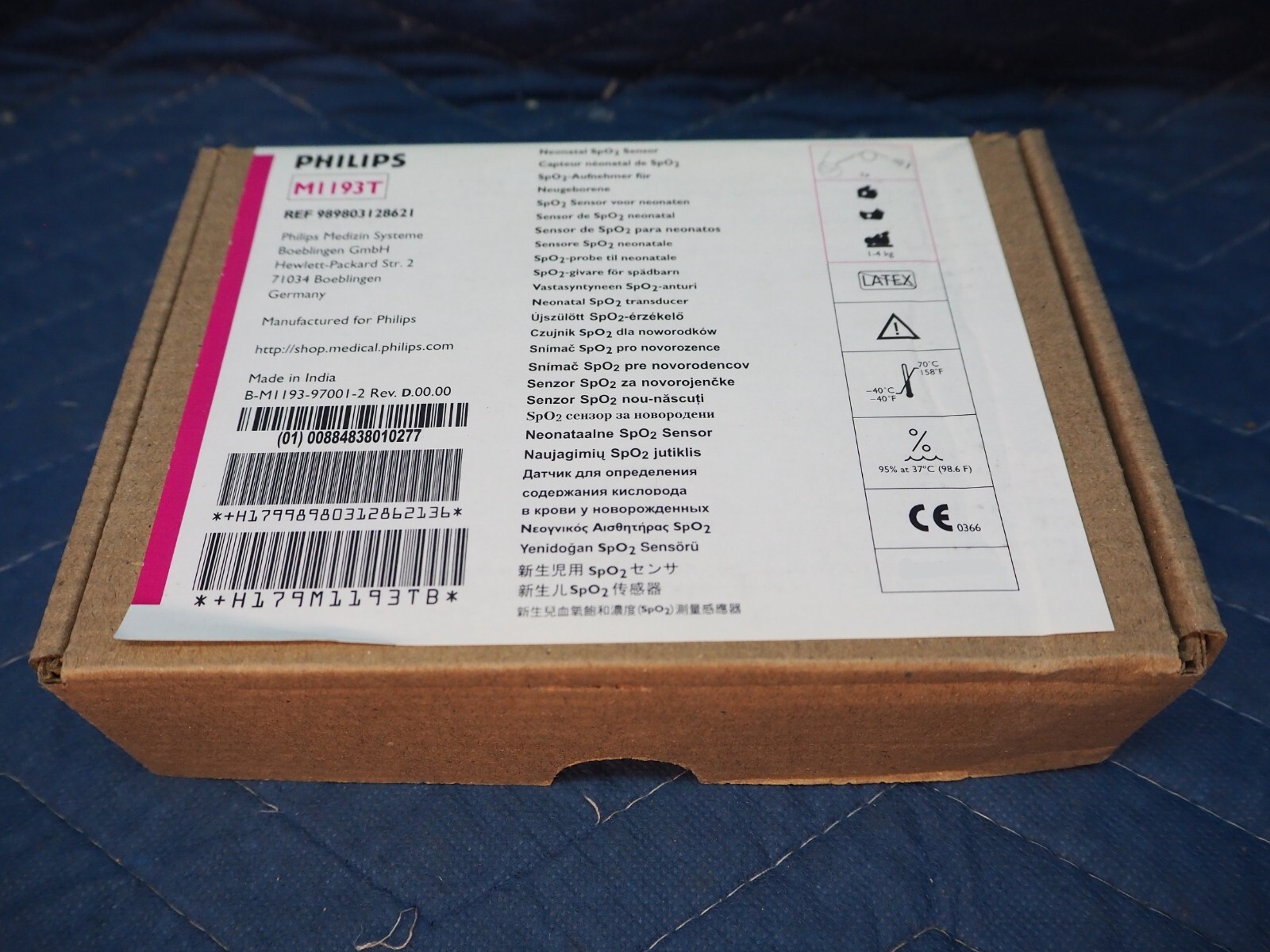 Philips Ref. M1193T SpO2 Neonatal SpO2 Sensor Probe OEM NEW in Box 98980312621