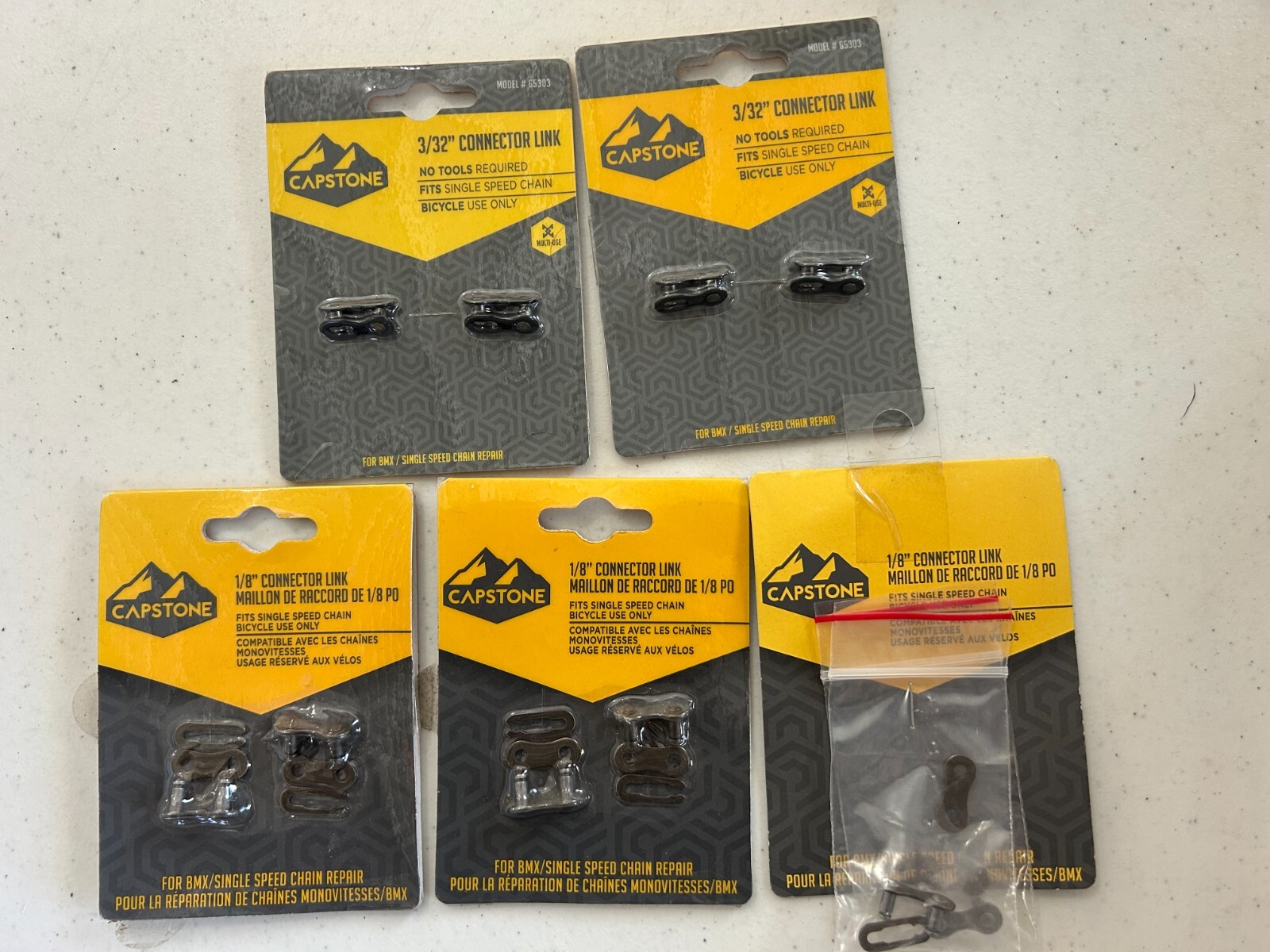5-pack lot Capstone Kent Bicycle Chain Master Links Connectors 3/32" 1/8" 65303